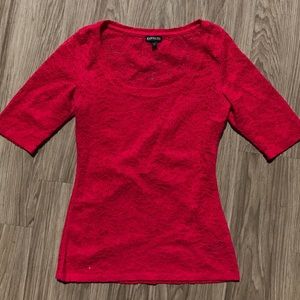 Express Pink Floral Lace Top 1/4 Length Sleeves